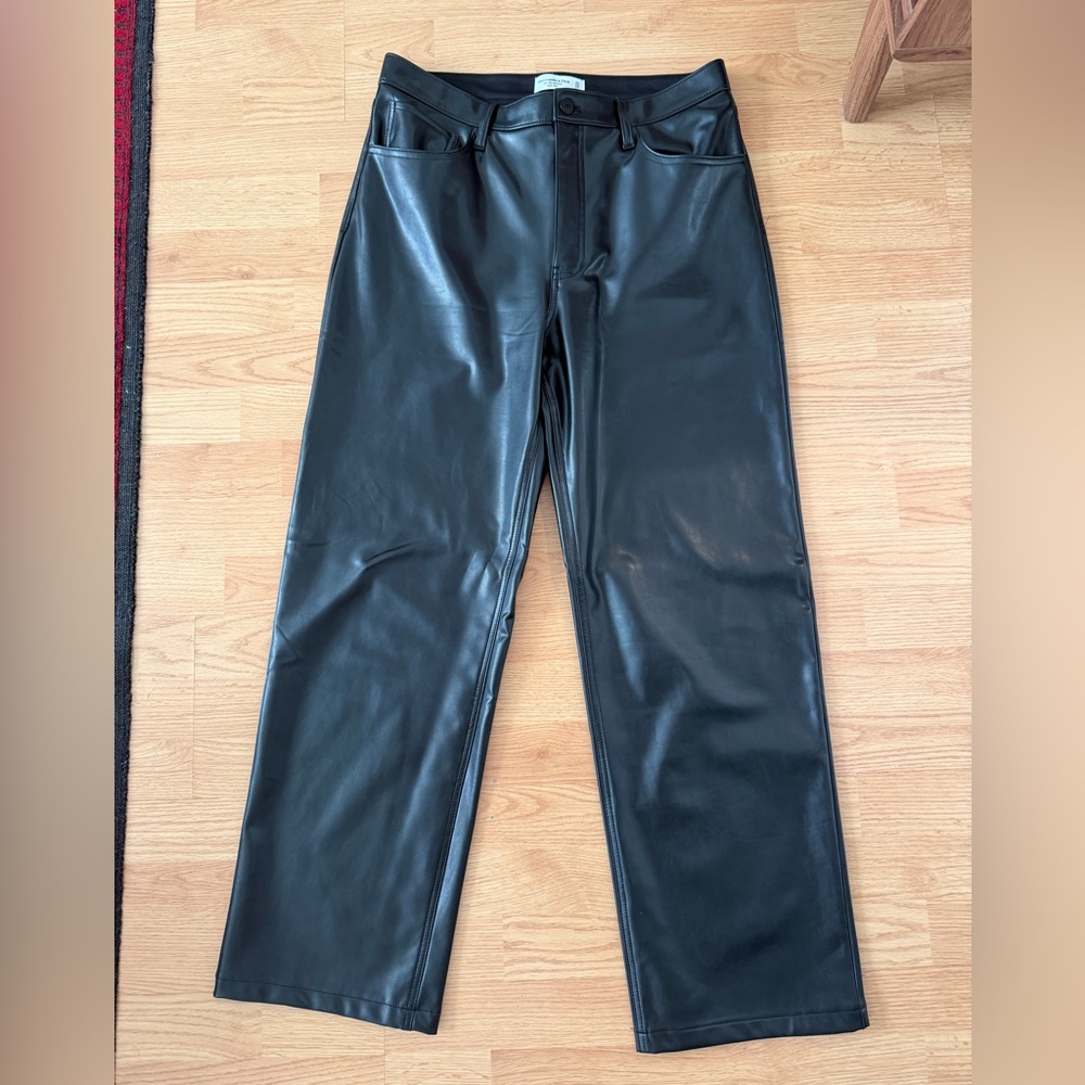 Abercrombie & Fitch Black Faux Leather High-Rise Pants